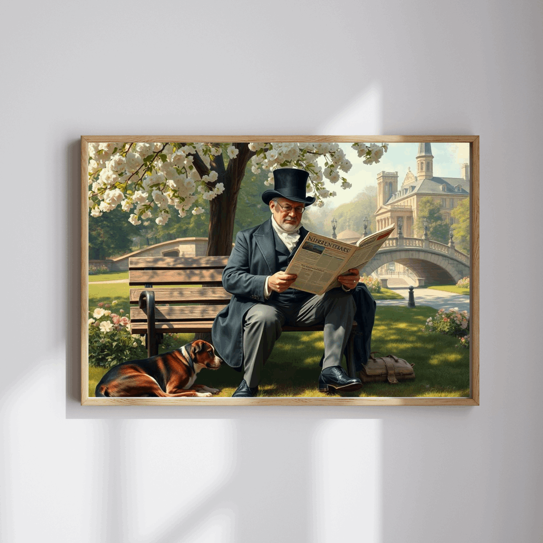 Victorian Gentleman Reading Newspaper in Park - 19th Century Pastoral Scene Jigsaw Puzzle Puzzle The Puzzle Chest