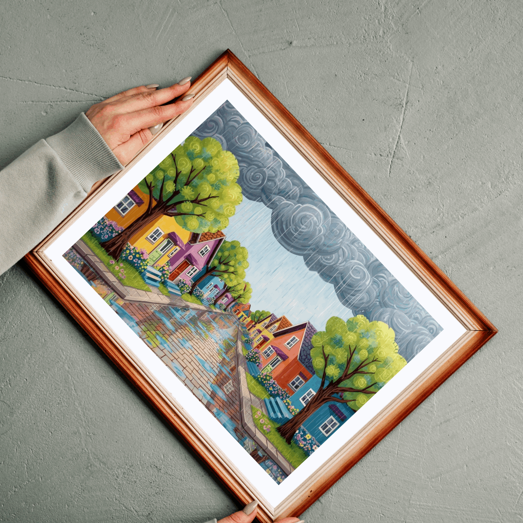 Bloomstreet in Spring Jigsaw Puzzle - Rainy Day In Town Puzzle The Puzzle Chest