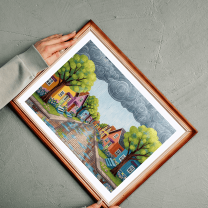 Bloomstreet in Spring Jigsaw Puzzle - Rainy Day In Town Puzzle The Puzzle Chest