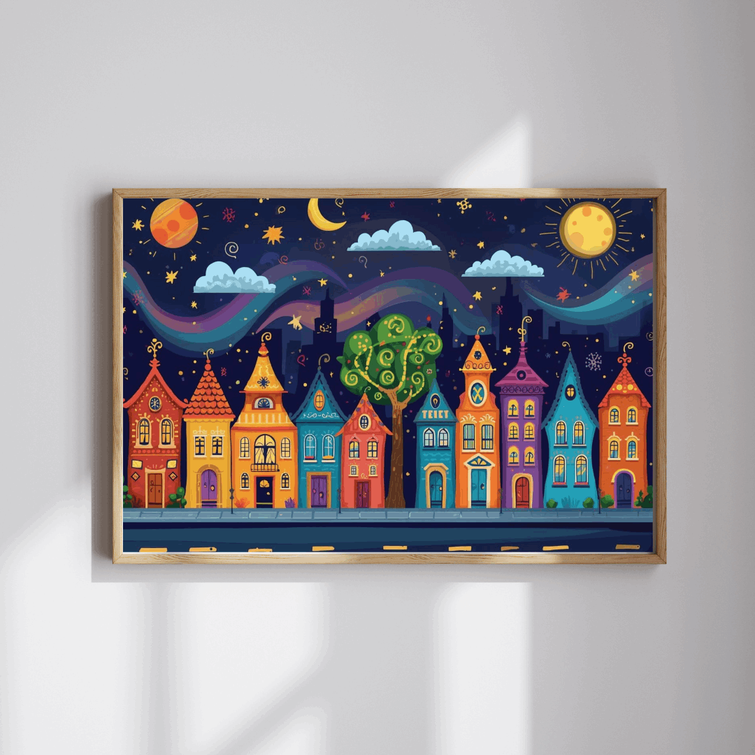 Raindrop Row Town Jigsaw Puzzle - Nighttime Village Puzzle Game Puzzle The Puzzle Chest