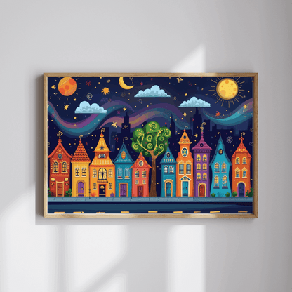Raindrop Row Town Jigsaw Puzzle - Nighttime Village Puzzle Game Puzzle The Puzzle Chest