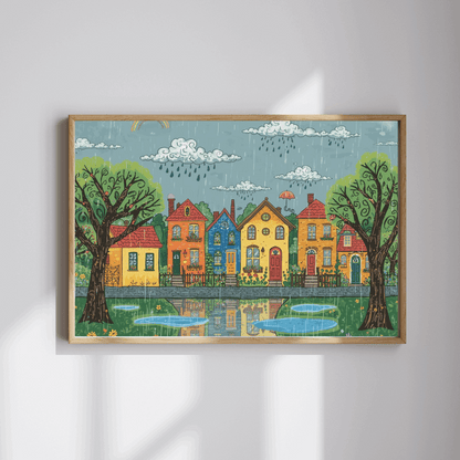 Charming Neighborhood Jigsaw Puzzle - Rainy Day In Town Puzzle The Puzzle Chest