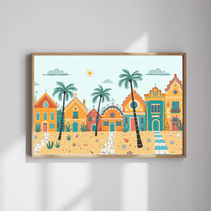 Sunbright Shores Village Jigsaw Puzzle - Beach Town Daytime Scene Puzzle The Puzzle Chest