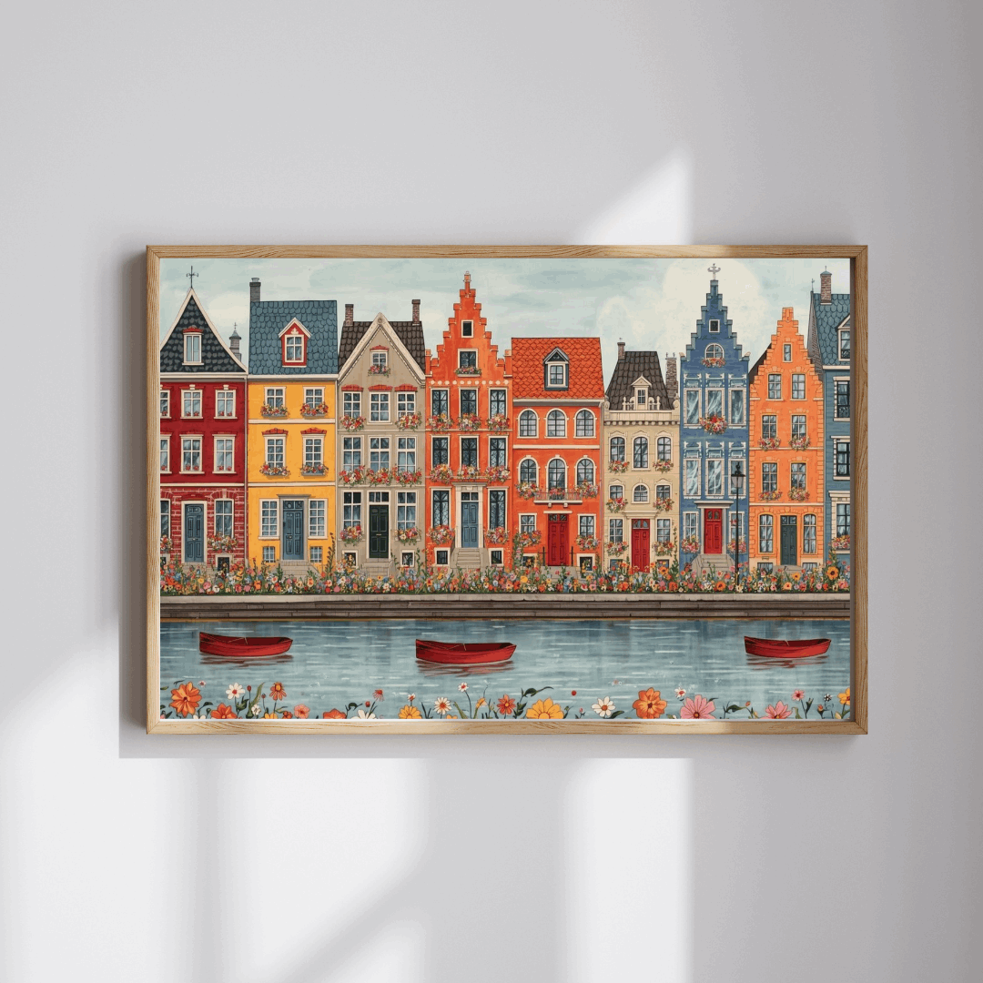 Canal Village Jigsaw Puzzle - Spring Town River Daytime Scene Puzzle The Puzzle Chest