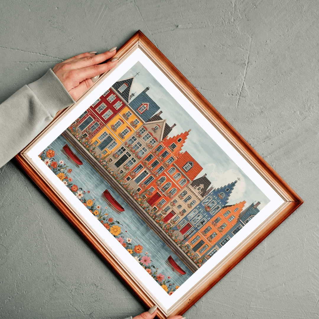 Canal Village Jigsaw Puzzle - Spring Town River Daytime Scene Puzzle The Puzzle Chest