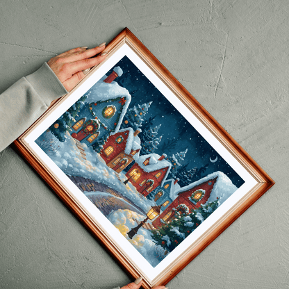 Snowlight Village Jigsaw Puzzle - Cozy Christmas Town Nighttime Scene Puzzle The Puzzle Chest