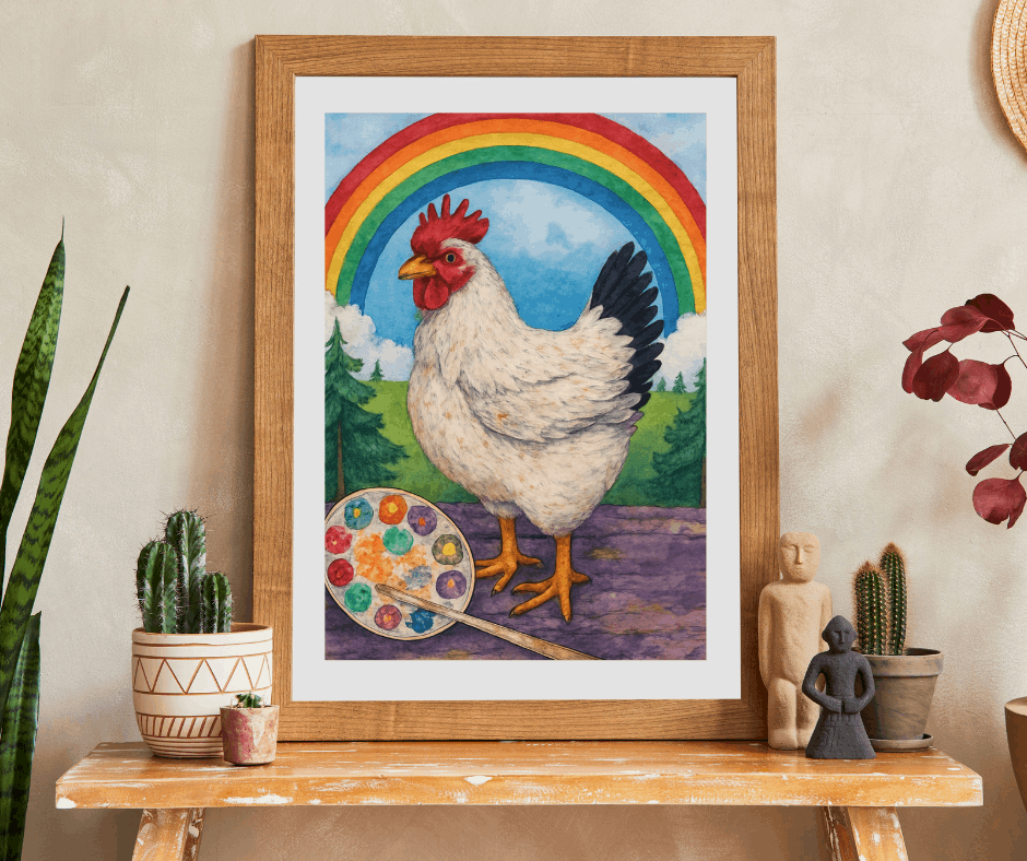 Creative Clucks Jigsaw Puzzle - Rainbow Chicken Artist Puzzle The Puzzle Chest