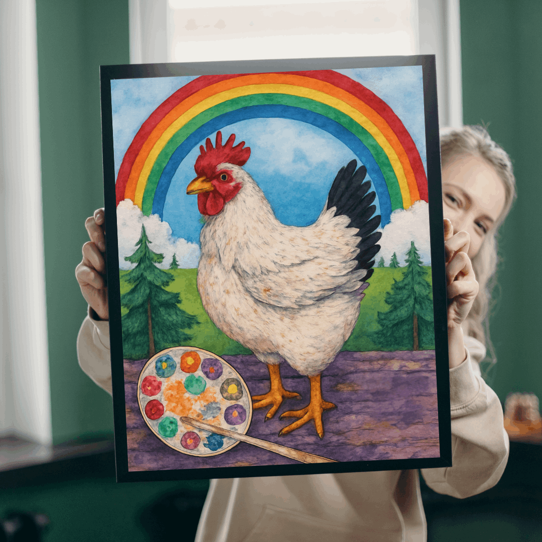Creative Clucks Jigsaw Puzzle - Rainbow Chicken Artist Puzzle The Puzzle Chest