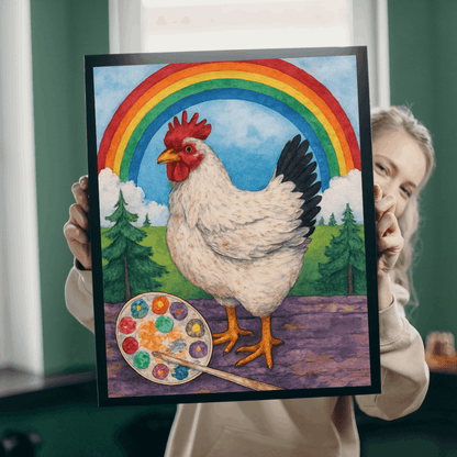 Creative Clucks Jigsaw Puzzle - Rainbow Chicken Artist Puzzle The Puzzle Chest