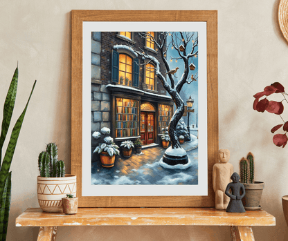Winter Glow Old World Bookstore Jigsaw Puzzle - Snowy Bookshop Puzzle The Puzzle Chest