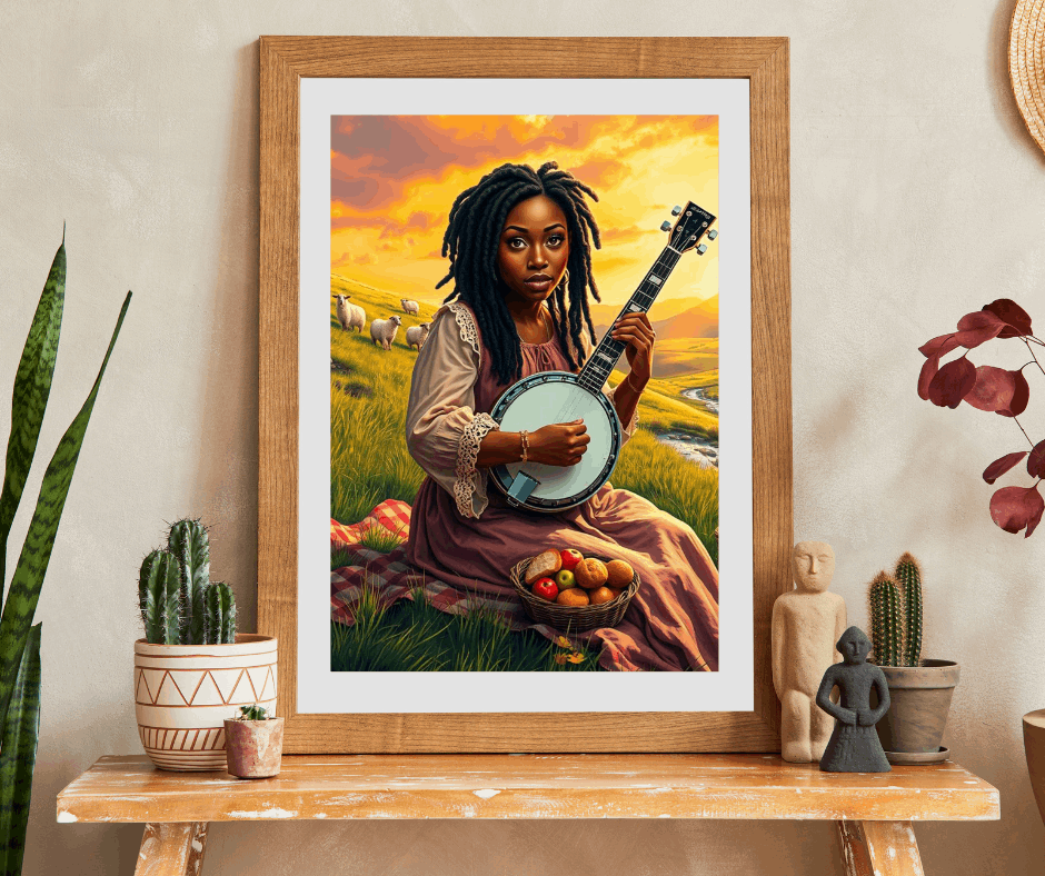 The Banjo Player Jigsaw Puzzle - Black Woman Art, Afrocentric Artwork, African American Musician Puzzle The Puzzle Chest