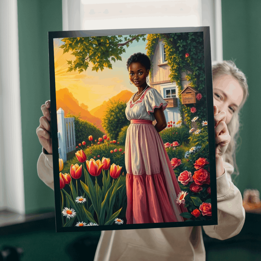 Garden Serenity Jigsaw Puzzle - Black Woman Illustration, Afrocentric Art Puzzle The Puzzle Chest