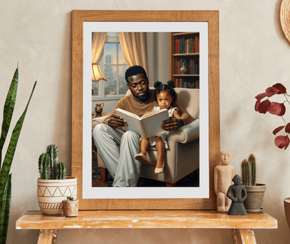 Black Family Reading Jigsaw Puzzle - African American Father and Daughter Heartwarming Scene, Afrocentric Art Puzzle The Puzzle Chest