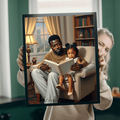 Black Family Reading Jigsaw Puzzle - African American Father and Daughter Heartwarming Scene, Afrocentric Art Puzzle The Puzzle Chest