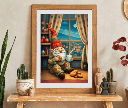 Gnome at Midnight Snack – Milk and Cookies Folk Art Jigsaw Puzzle Puzzle The Puzzle Chest