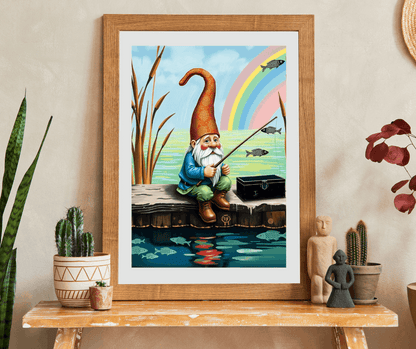 Gnome Fishing on Dock – Watercolor Dwarf Storybook Lakeside Jigsaw Puzzle Puzzle The Puzzle Chest