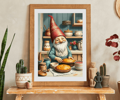 Nordic Gnome Baking Pies – Scandinavian Folk Rustic Kitchen Jigsaw Puzzle Puzzle The Puzzle Chest