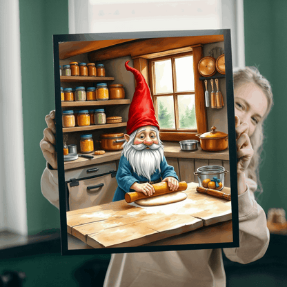 Gnome Rolling Dough in Cottagecore Kitchen – Dwarf Storybook Baking Jigsaw Puzzle Puzzle The Puzzle Chest