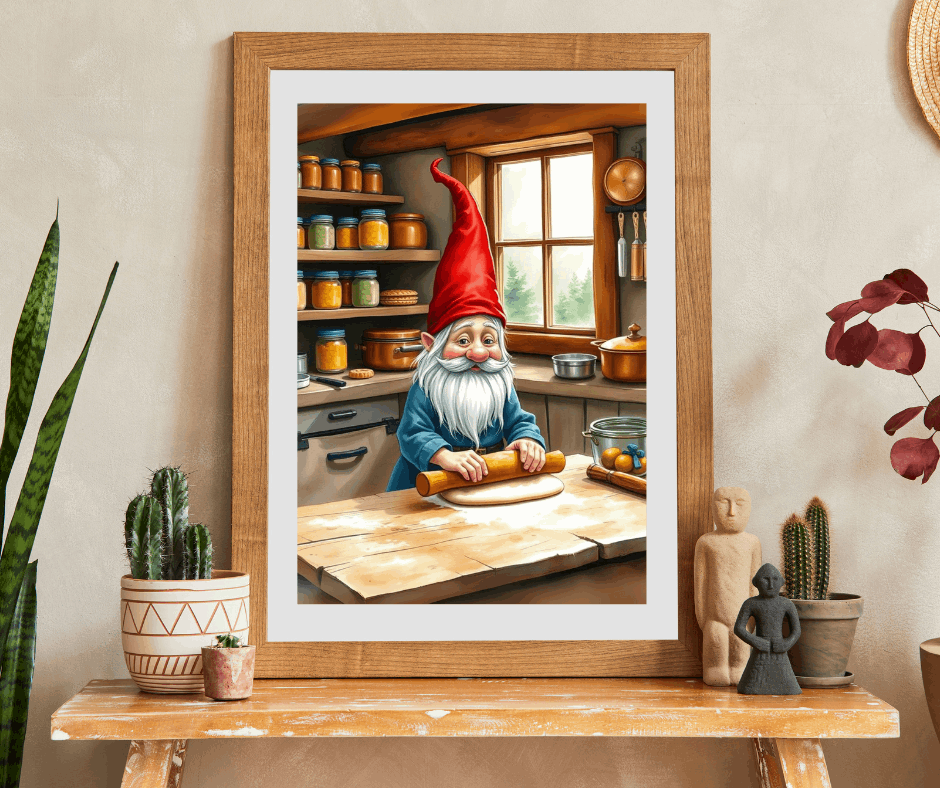 Gnome Rolling Dough in Cottagecore Kitchen – Dwarf Storybook Baking Jigsaw Puzzle Puzzle The Puzzle Chest