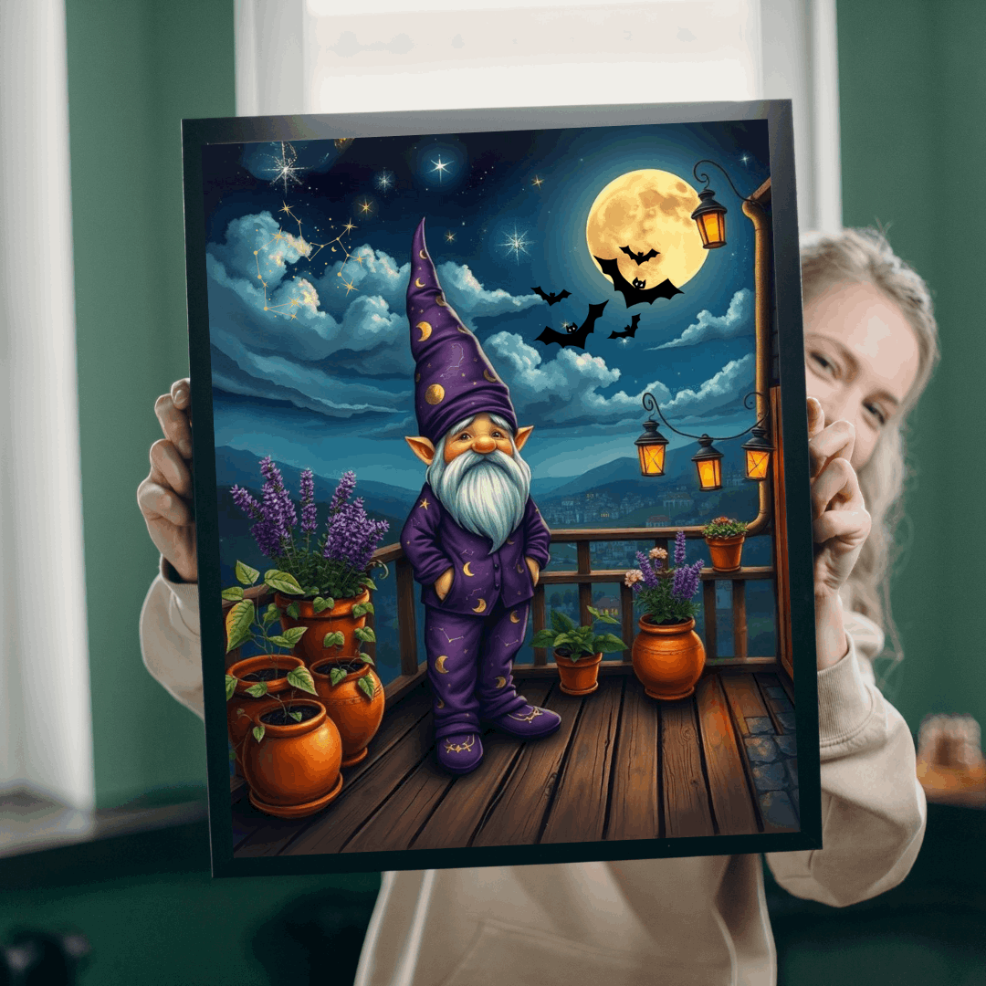 Stargazing Gnome Jigsaw Puzzle - Dreamy Rooftop Scene Puzzle The Puzzle Chest