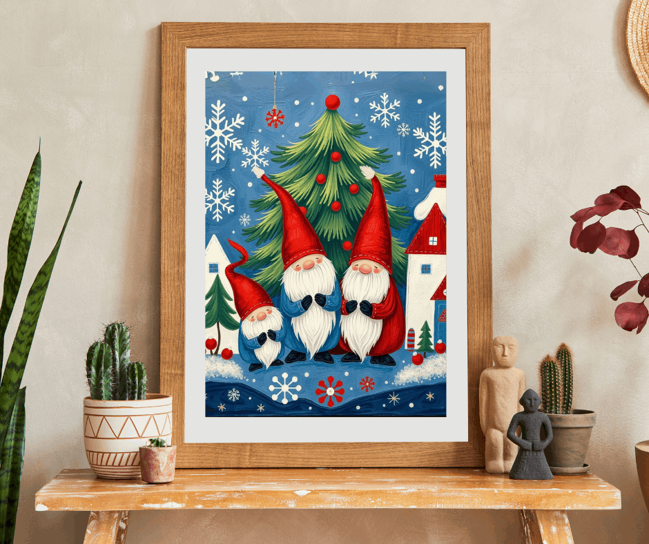 Nordic Christmas Caroling Gnomes – Scandinavian Folk Winter Holiday Jigsaw Puzzle Puzzle The Puzzle Chest