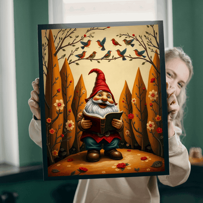 Gnome Reading Storybook – Whimsical Folk Art Forest Jigsaw Puzzle The Puzzle Chest