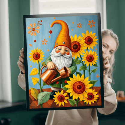 Nordic Gnome Gardening Sunflowers – Scandinavian Folk Garden Jigsaw Puzzle Puzzle The Puzzle Chest