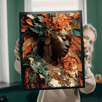 African American Cultural Heritage Jigsaw Puzzle - Afrocentric Black Woman Portrait with Earth Tones Puzzle The Puzzle Chest