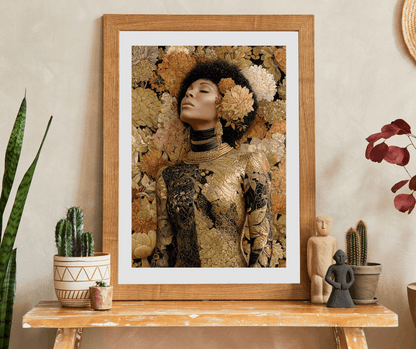 Melanin Majesty Afrocentric Art Jigsaw Puzzle - Black Woman Beauty with Natural Hair and Floral Patterns Puzzle The Puzzle Chest