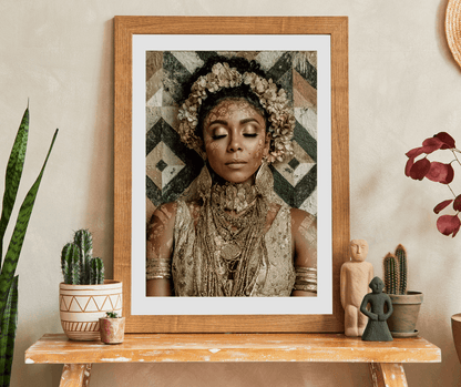 Afrocentric Black Art Jigsaw Puzzle - Melanin African American Beauty with Crown and Geometric Patterns Puzzle The Puzzle Chest