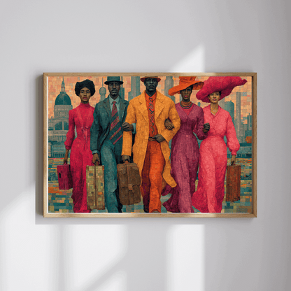 Afrocentric Black Art Puzzle - Migration, Family Strength & City Landscape Scene, Vintage Art for Puzzle Lover Puzzle The Puzzle Chest