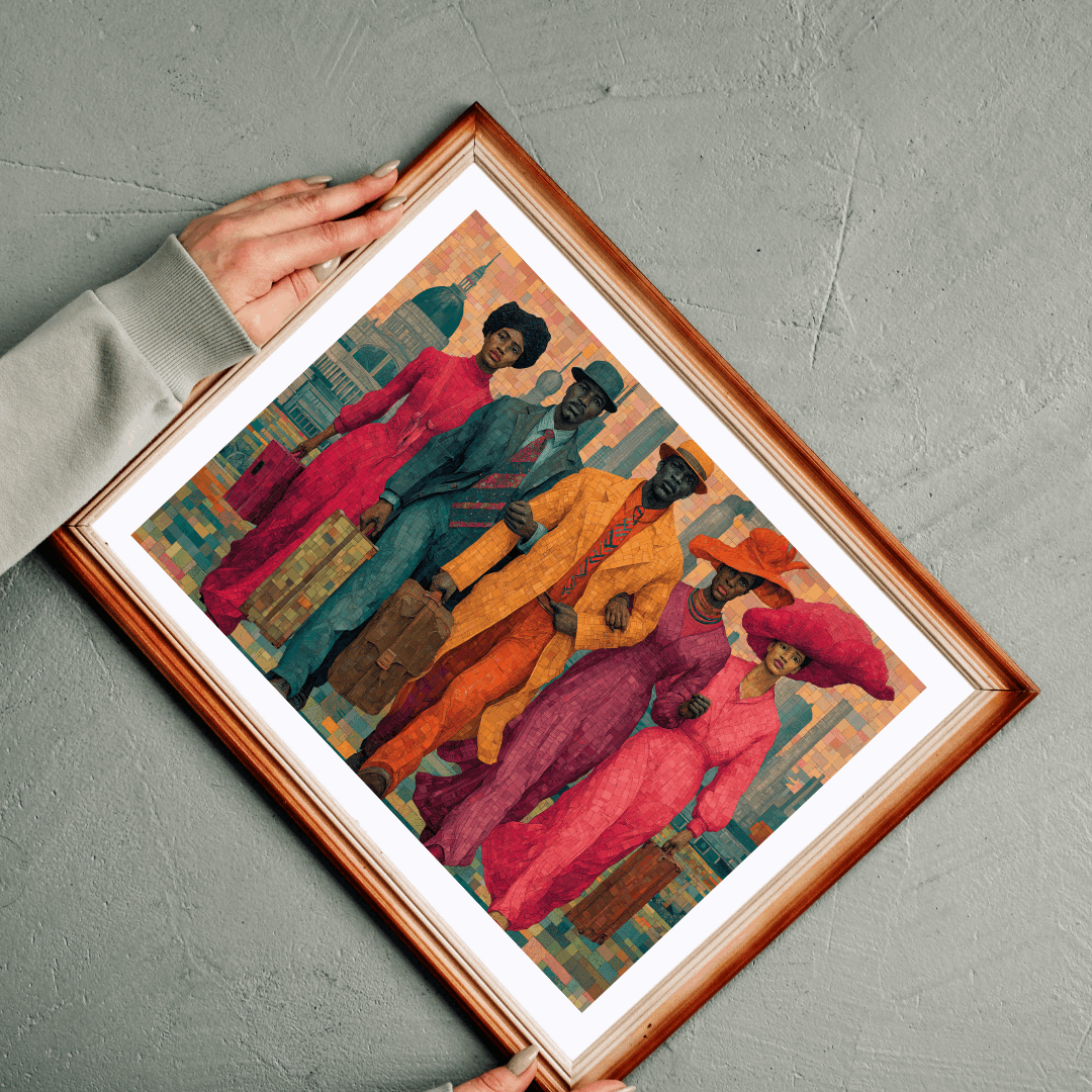 Afrocentric Black Art Puzzle - Migration, Family Strength & City Landscape Scene, Vintage Art for Puzzle Lover Puzzle The Puzzle Chest