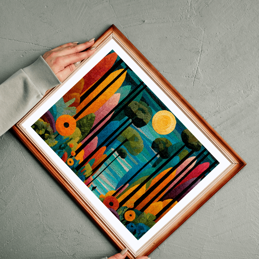 Mosaic Abstract Floral Landscape Jigsaw Puzzle, Nature Theme Holiday Birthday Gift for Friend, Family Activity, Art Decor, Mindfulness Fun Puzzle The Puzzle Chest