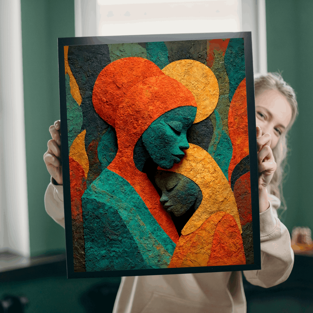 Black Art Jigsaw Puzzle - Afrocentric Mother and Child Sculpture-Inspired Embrace for Thoughtful Holiday or Birthday Gift Puzzle The Puzzle Chest