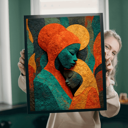 Black Art Jigsaw Puzzle - Afrocentric Mother and Child Sculpture-Inspired Embrace for Thoughtful Holiday or Birthday Gift Puzzle The Puzzle Chest