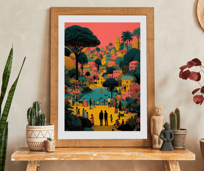 Afrocentric Black Art Jigsaw Puzzle - Vibrant Cityscape with African American Families and Children Playing Puzzle The Puzzle Chest