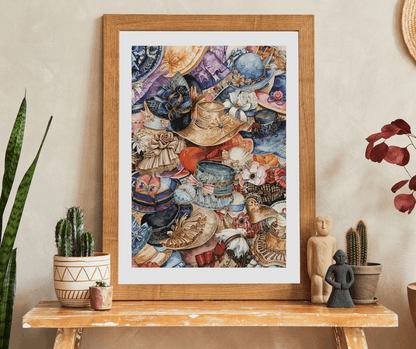 Church Hat Collage Jigsaw Puzzle – Overlapping Vintage Hats with Flowers, Ribbons, and Retro Style Puzzle The Puzzle Chest