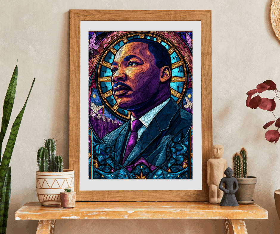 Black History Jigsaw Puzzle – Dr. Martin Luther King Jr. Stained Glass Illustration, Afrocentric Puzzle for Adults, Inspirational MLK Art Gift Puzzle The Puzzle Chest