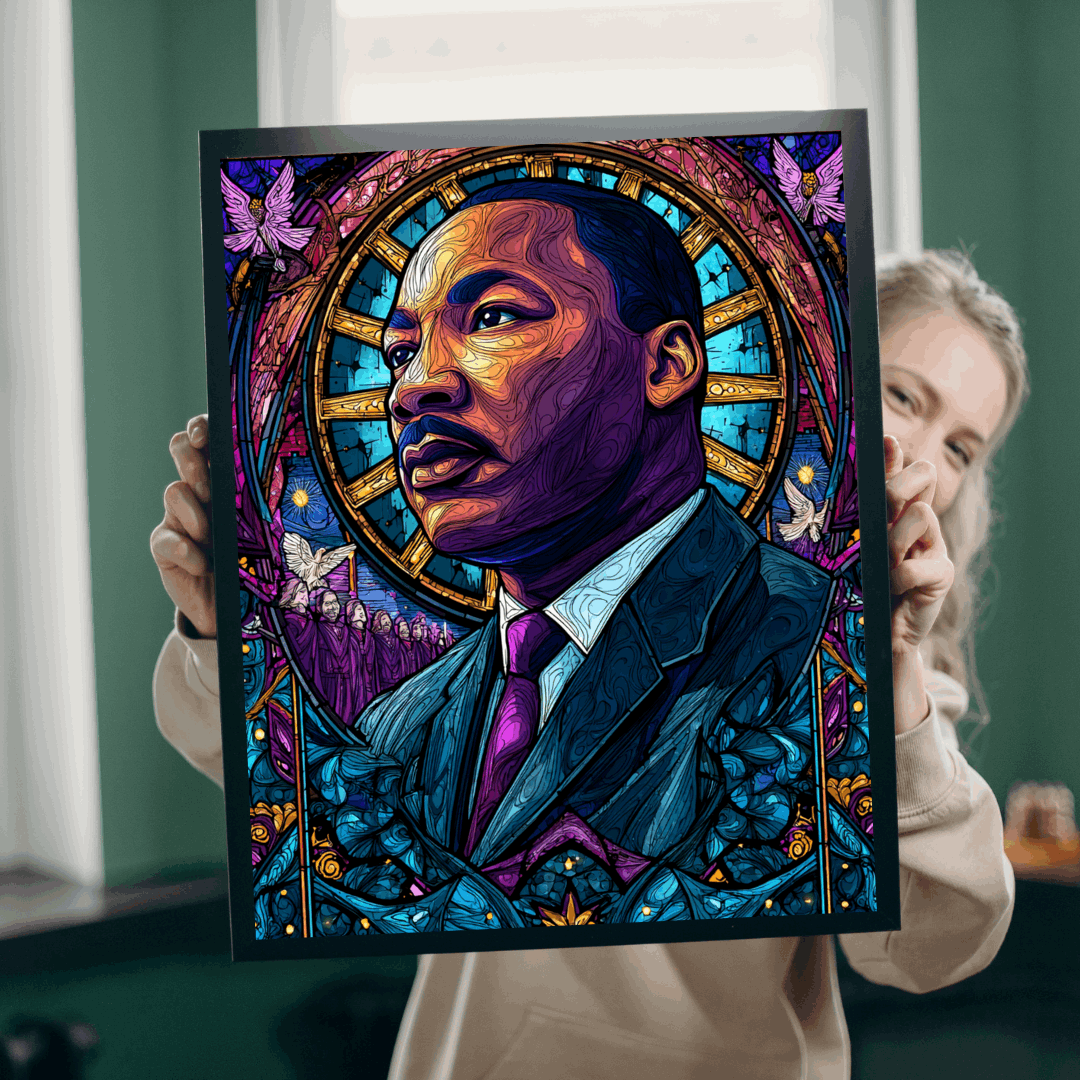 Black History Jigsaw Puzzle – Dr. Martin Luther King Jr. Stained Glass Illustration, Afrocentric Puzzle for Adults, Inspirational MLK Art Gift Puzzle The Puzzle Chest