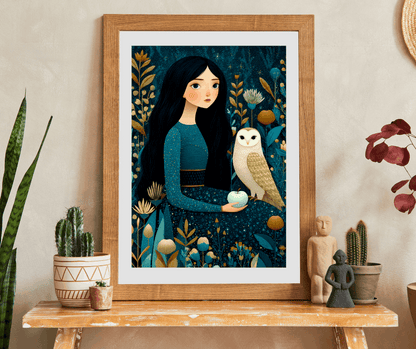 Moonlit Orchard Jigsaw Puzzle – Whimsical Autumn Puzzle for Adults, Girl with Owl and Silver Apples Puzzle The Puzzle Chest