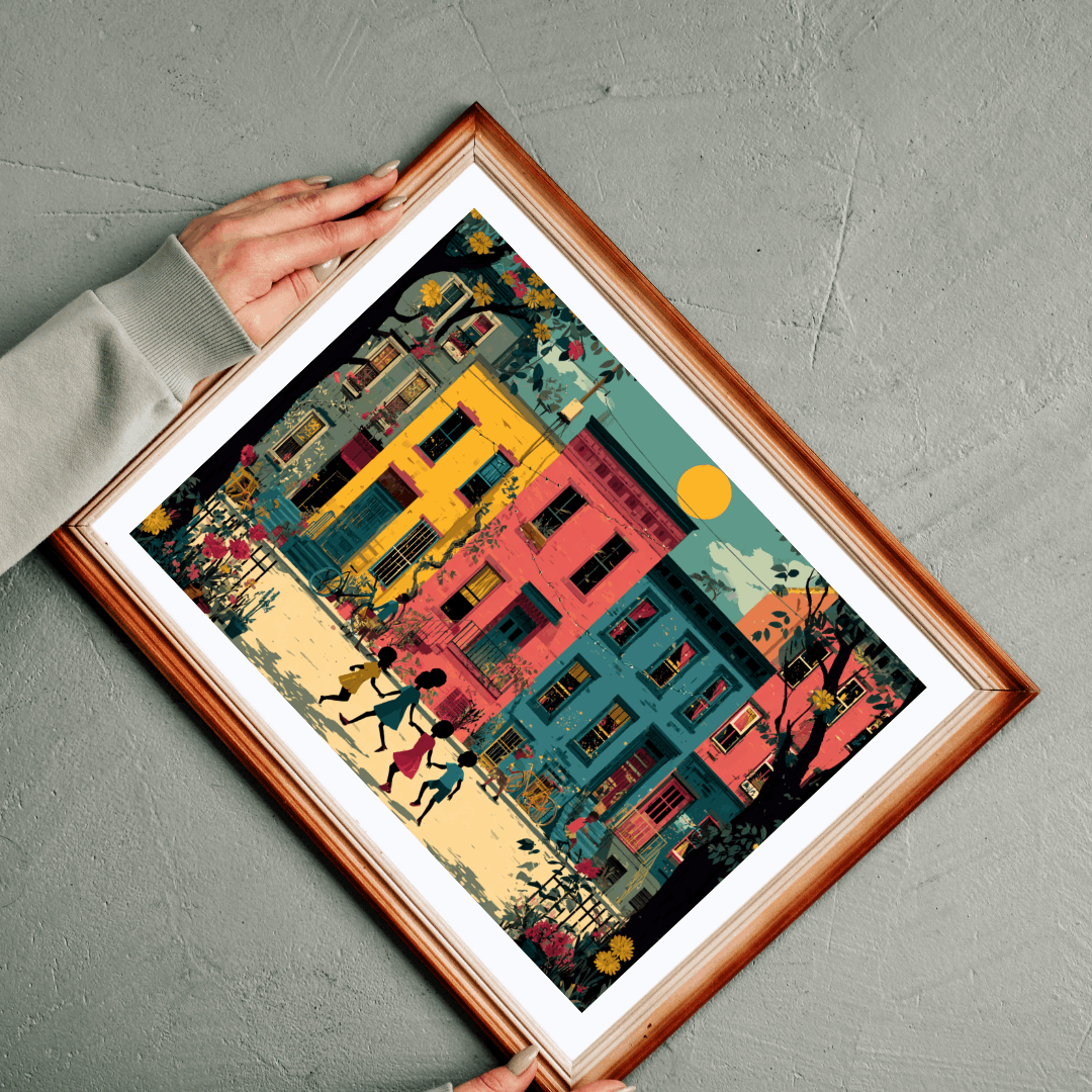 Black Children Playing Jigsaw Puzzle - Afrocentric Neighborhood Scene, Black Art Puzzle The Puzzle Chest