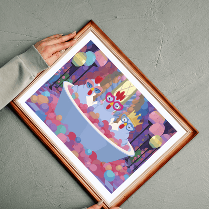 Bubblegum Chicken Puzzle – Quirky Chickens in Candy Spa Bath with Pink Foam, Whimsical Fairy-Tale Jigsaw Puzzle Puzzle The Puzzle Chest