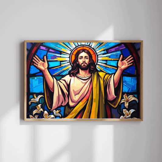 Religious Puzzle Art - Jesus in Stained Glass Style, 110-1014 Piece, Challenging Brain Teaser, Faith-Based Gift for Friends, Family Activity Puzzle The Puzzle Chest