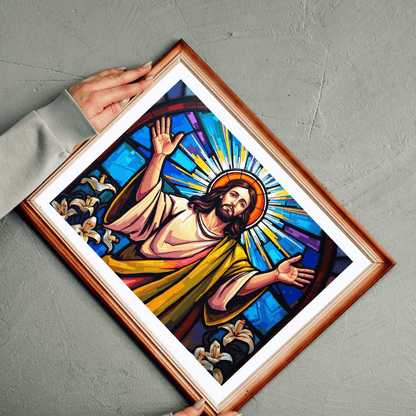 Religious Puzzle Art - Jesus in Stained Glass Style, 110-1014 Piece, Challenging Brain Teaser, Faith-Based Gift for Friends, Family Activity Puzzle The Puzzle Chest