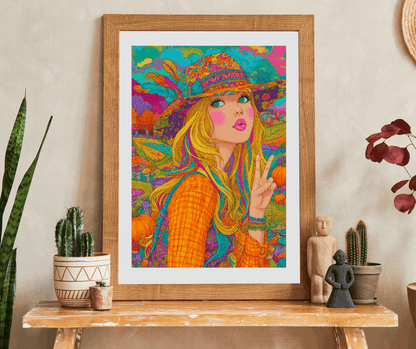 Retro Psychedelic Cowgirl Jigsaw Puzzle - Autumn Themed Cartoon Illustration, Artsy Gifts, Recreational Activities, Cozy Nights, Family Time Puzzle The Puzzle Chest