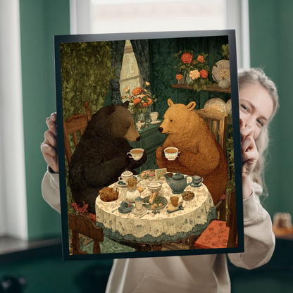 Bear Bash in Retro Style – Mid-Century Tea Party Puzzle for Vintage Lovers, Animal Themed Jigsaw Game Puzzle The Puzzle Chest