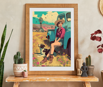 Vintage Farm Life Jigsaw Puzzle – 1950s Girl and Border Collie by Classic Truck, Retro Countryside Puzzle The Puzzle Chest