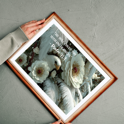 Under His Wings - Divine Shelter Jigsaw Puzzle, Religious Christian Faith-Based Game, Biblical Quote Psalm 91:4, Inspirational Gift Puzzle The Puzzle Chest