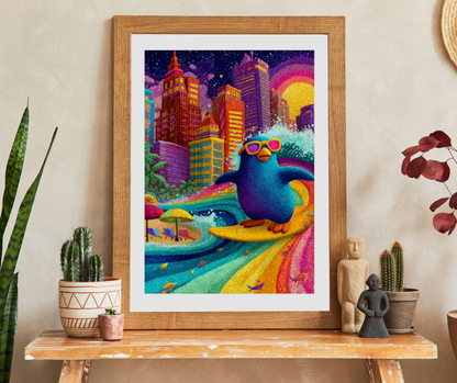 Penguin Surfer Jigsaw Puzzle – Animal Theme Game for All Ages, Family Activity, Gift for Kids, Adults, Game Night Puzzle The Puzzle Chest