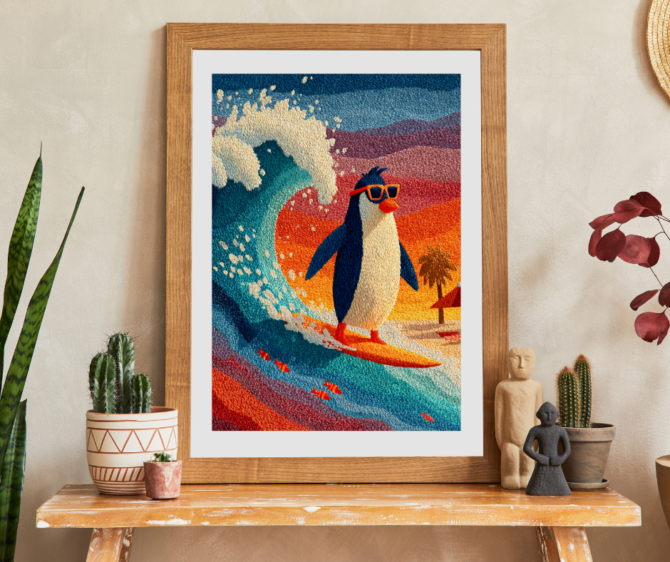 Surfing Penguin Puzzle - Animal Theme Jigsaw Game for Fun Family Activity, Gift for Friends, Indoor Entertainment Puzzle The Puzzle Chest